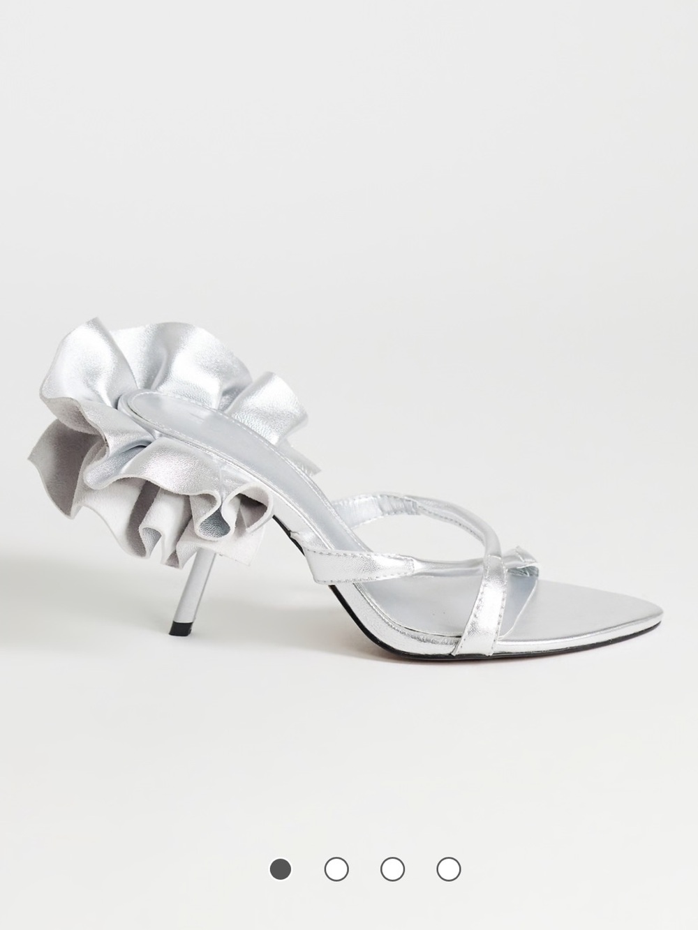 Topshop Silver Ruffle Strappy High Heel Sandal